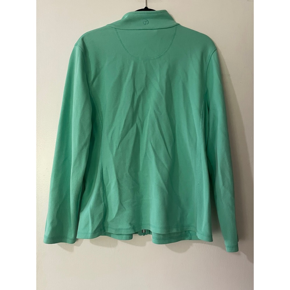 Talbots T by Talbots Women's Mint Green Full Zip Mock Neck Active Jacket Size L - Picture 4 of 6
